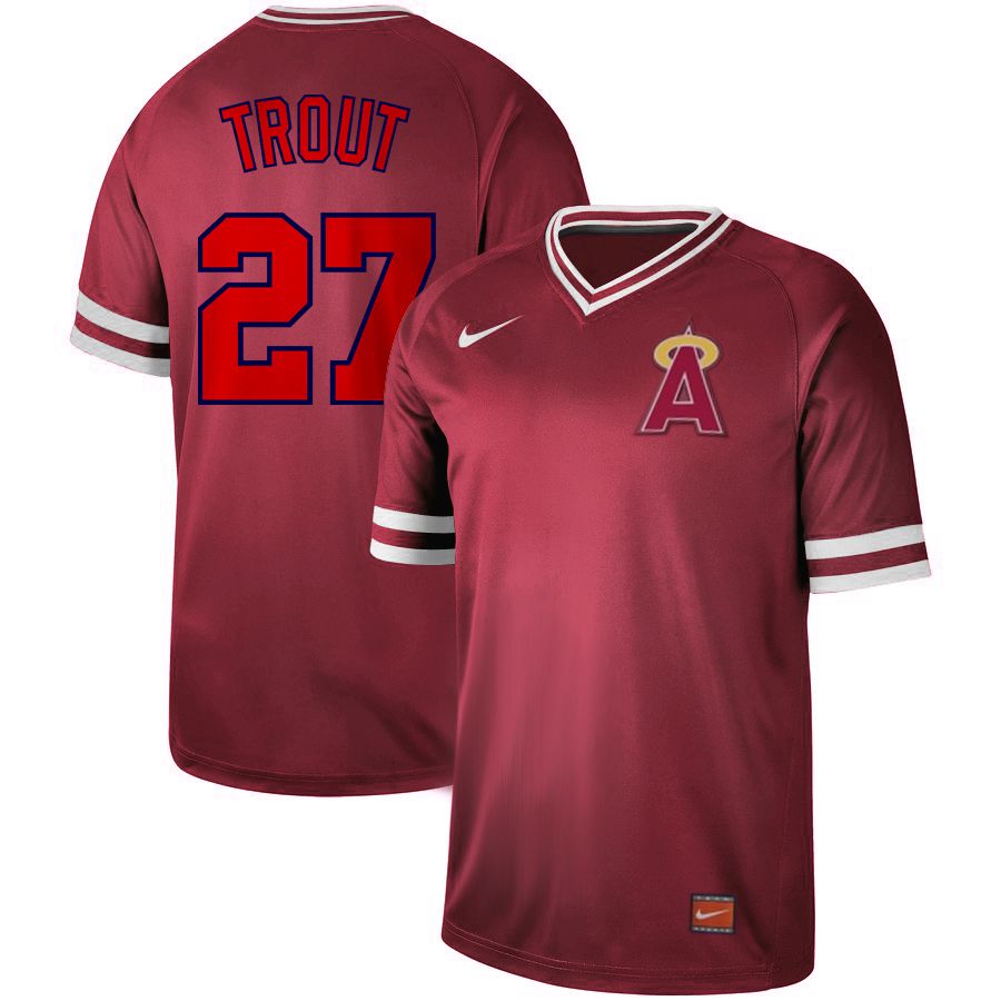 2019 Men MLB Los Angeles Angels #27 Trout red Nike Cooperstown Collection Jerseys->los angeles angels->MLB Jersey